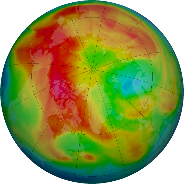 Arctic ozone map for 12 March 2004